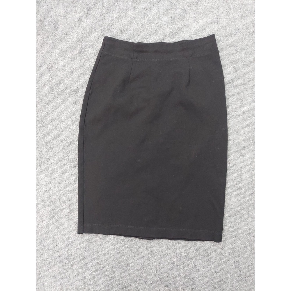 Eileen Fisher Skirt XS Black Straight Stretch No Pockets Slit Pull On Ponte Knit
